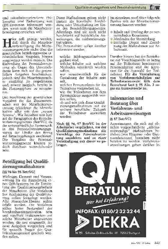 Vorschauseite 2: Qualitätsmanagement und Personalvertretung