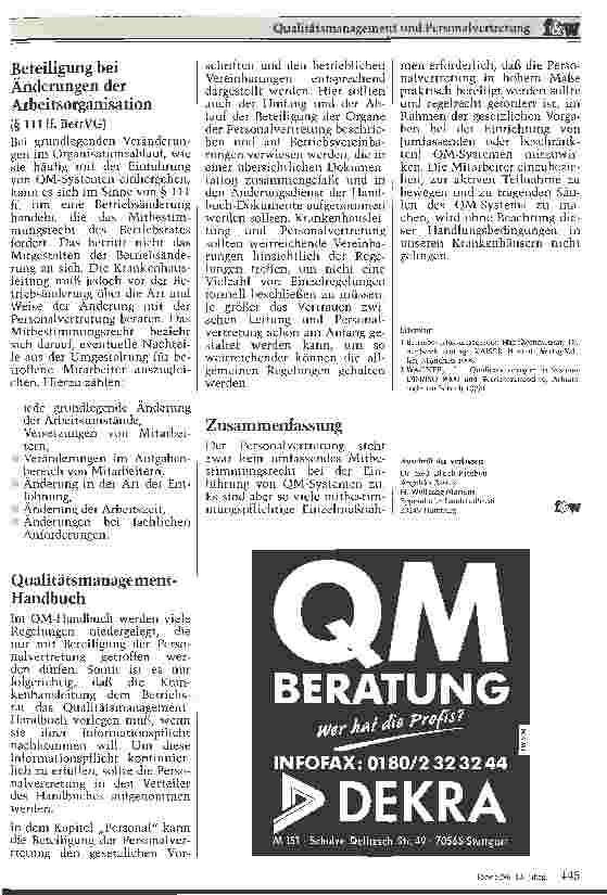 Vorschauseite 4: Qualitätsmanagement und Personalvertretung
