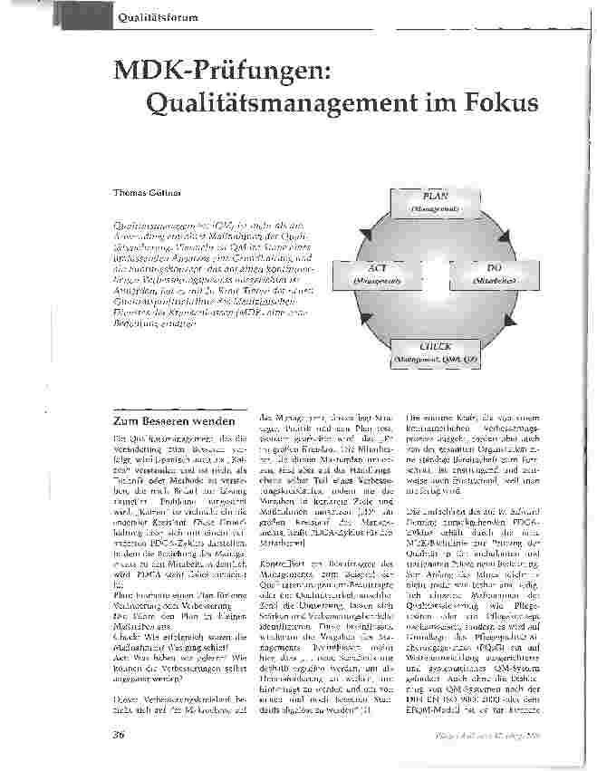 Vorschauseite 1: MDK-Prüfungen:Qualitätsmanagement im Fokus