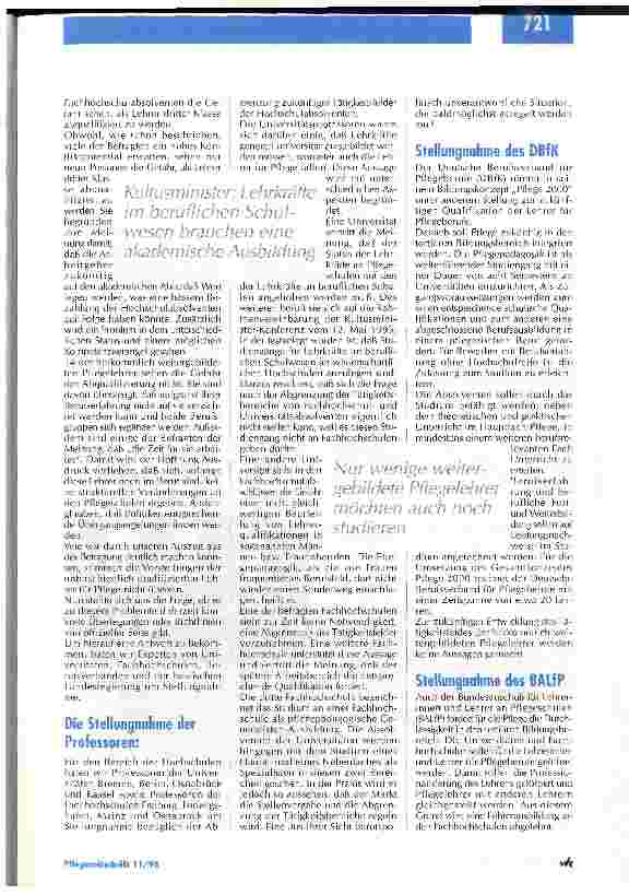 Vorschauseite 6: Studium oder herkömmliche Weiterbildung ? Die Ausbildung der Pflegerlehrer darf nicht Spielball unterschiedlicher Interessen werden