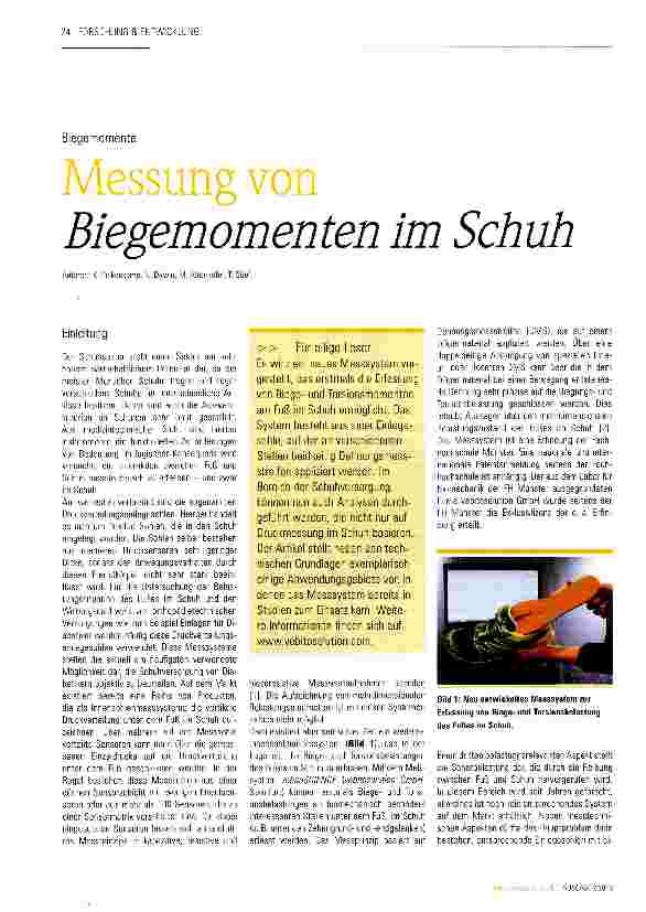 Vorschauseite 1: Messung von Biegemomenten im Schuh
