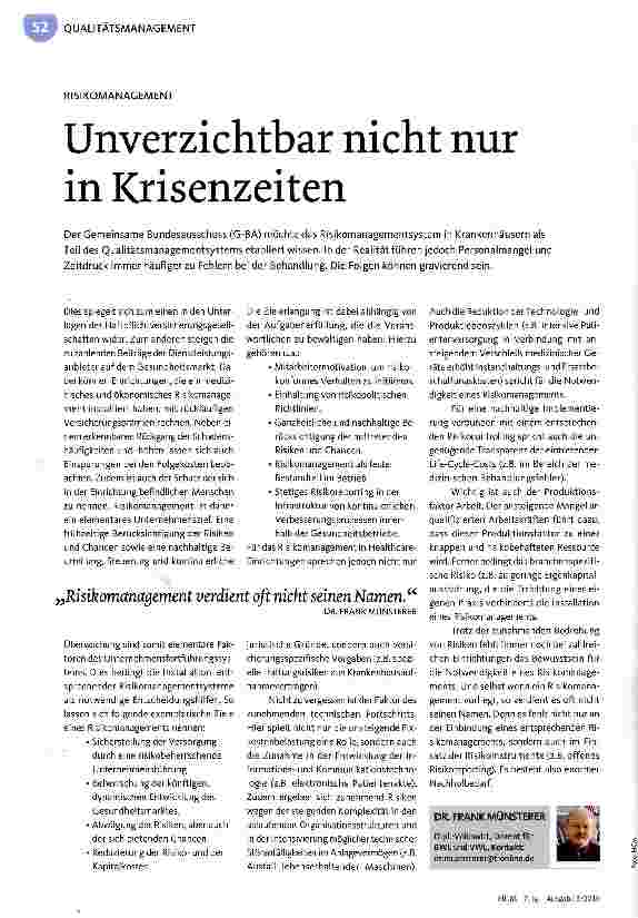 Vorschauseite 1: Unverzichtbar nicht nur in Krisenzeiten