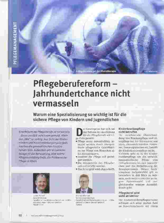 Vorschauseite 1: Pflegeberufereform Jahrhundertchance nicht vermasseln