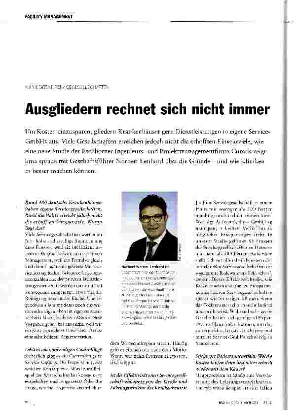 Vorschauseite 1: Ausgliedern rechnet sich nicht immer