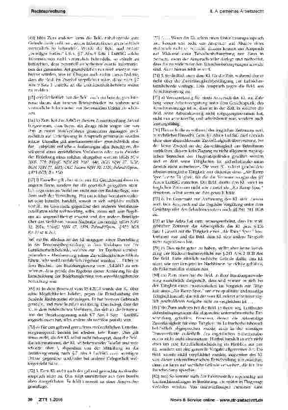 Vorschauseite 3: Sicherheitsüberprüfung bei Flughafenpersonal - Auskunft - Widerruf - AnnahmeverzugLuftSiG §7; StGB §§164, 185; BGB §§241, 280, 823; GewO§106