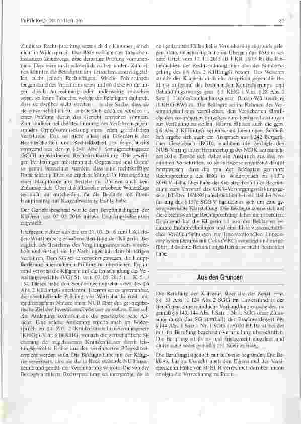 Vorschauseite 3: Implantation von Nitionolspiralen zur Lungenvolumenreduktion ist neue Untersuchungsund Behandlungsmethode (NUB), die nicht dem Qualitätsgebot des SGB V entspricht