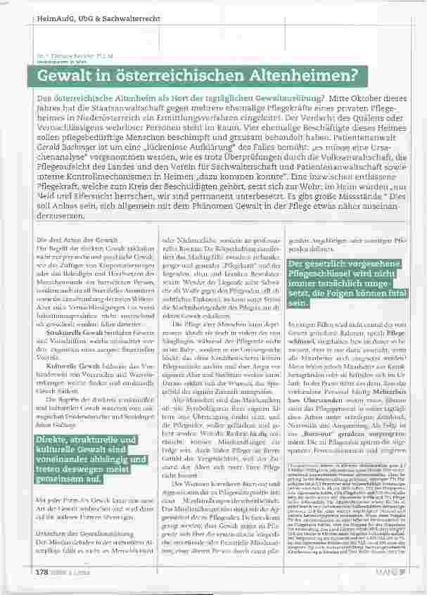 Vorschauseite 1: Gewalt in österreichischen Altenheimen?