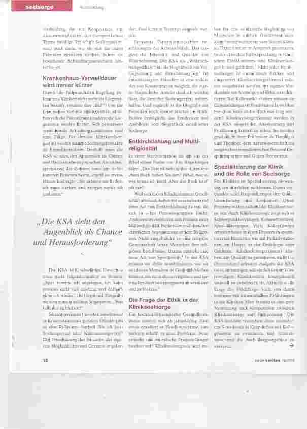 Vorschauseite 3: Seelsorge: in Kliniken heute wichtiger denn je