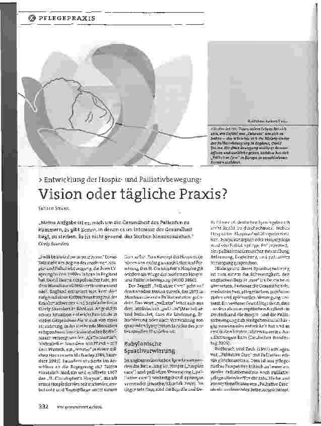 Vorschauseite 1: Vision oder tägliche Praxis? Entwicklung der Hospizund Palliativbewegung: