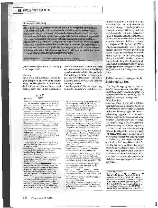 Vorschauseite 5: Vision oder tägliche Praxis? Entwicklung der Hospizund Palliativbewegung: