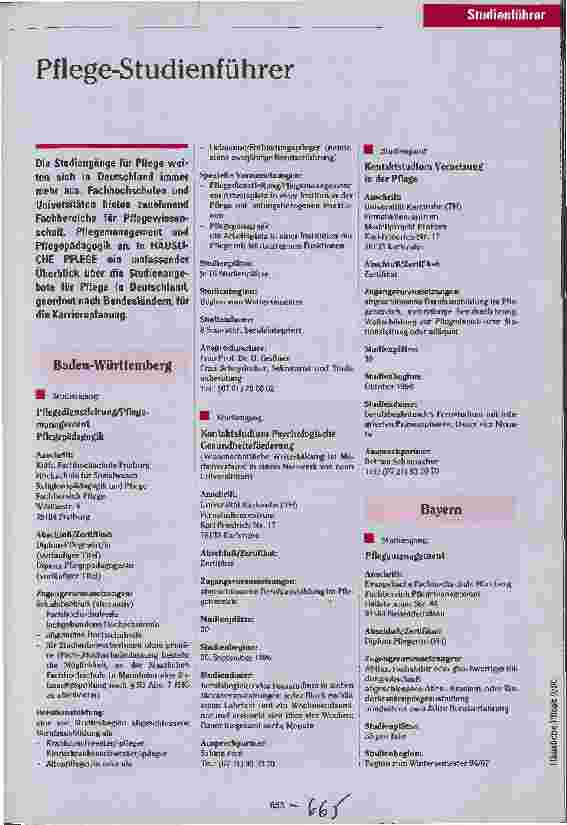 Vorschauseite 1: Pflege-Studienführer
