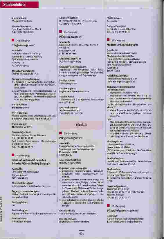 Vorschauseite 2: Pflege-Studienführer