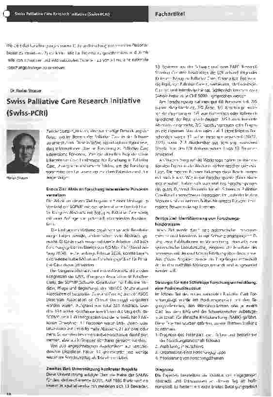 Vorschauseite 1: Swiss Palliative Care Research Initiative (Swiss-PCRI)