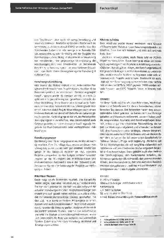 Vorschauseite 2: Swiss Palliative Care Research Initiative (Swiss-PCRI)