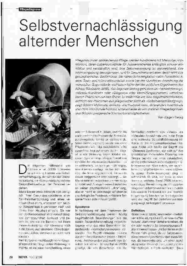 Vorschauseite 1: Selbstvernachlässigung alternder Menschen