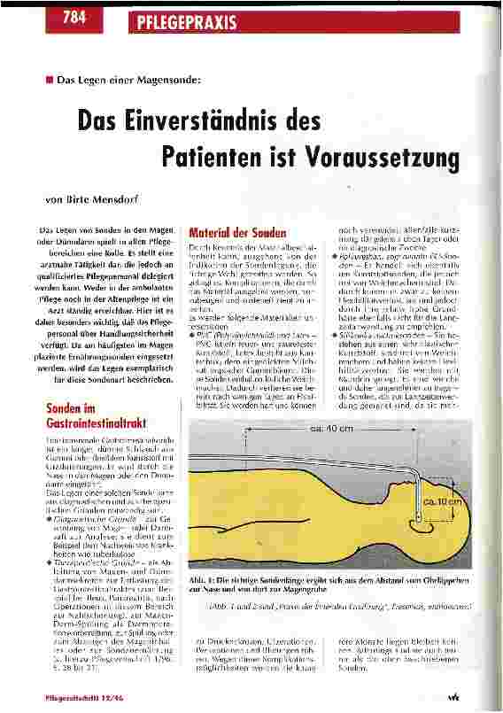 Vorschauseite 1: Das Legen einer Magensonde: Das Einverständnis des Patienten ist Voraussetzung