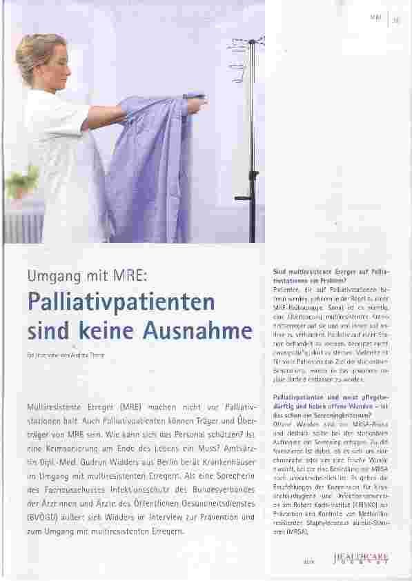 Vorschauseite 1: Umgang mit MRE: Palliativpatienten sind keine Ausnahme