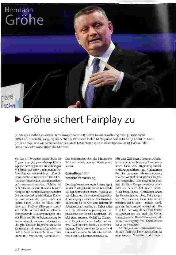 Vorschauseite 1: Gröhe sichert Fairplay zu