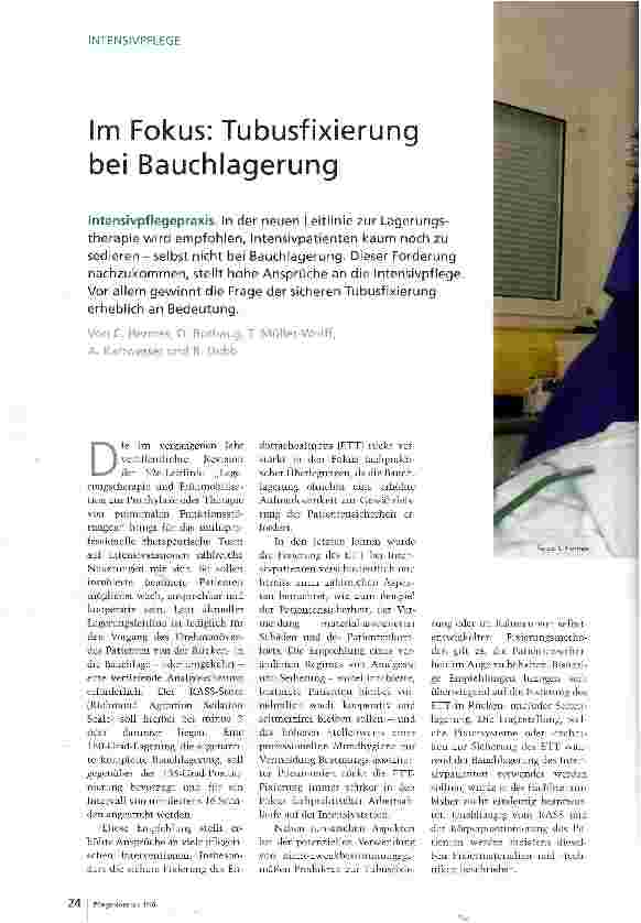 Vorschauseite 1: Im Fokus: Tubusfixierung bei Bauchlagerung