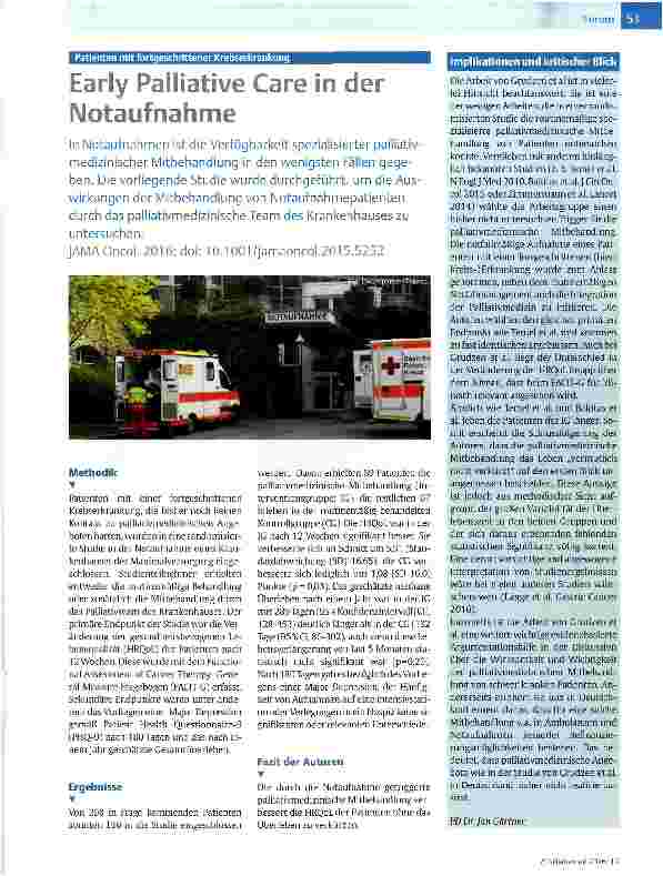 Vorschauseite 1: Early Palliative Gare in der Notaufnahme