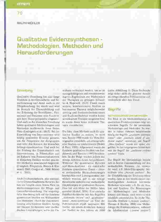 Vorschauseite 1: Qualitative Evidenzsynthesen Methodologien, Methoden und Herausforderungen