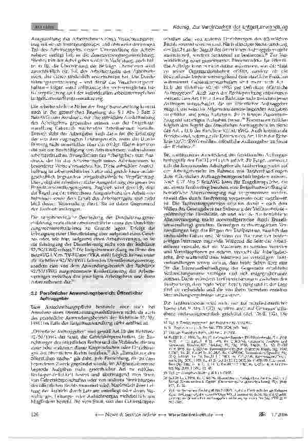 Vorschauseite 4: Zur Vereinbarkeit der Entgeltumwandlung durch kommunale Arbeitgeber gemäß §6 TV-EUmw/VKA mit dem EG-Vergaberecht