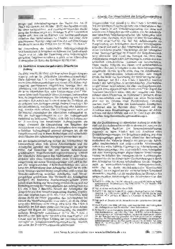 Vorschauseite 6: Zur Vereinbarkeit der Entgeltumwandlung durch kommunale Arbeitgeber gemäß §6 TV-EUmw/VKA mit dem EG-Vergaberecht