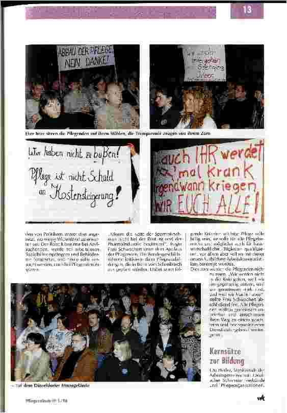 Vorschauseite 2: Die Politik ignoriert den Protest 1500 Pflegende fordern die Beibehaltung der PPR