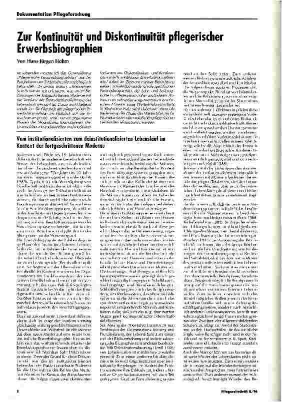 Vorschauseite 1: Zur Kontinuität und Diskontinuität Pflegerische pflegerischer Erwerbsbiographien