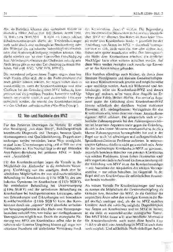 Vorschauseite 6: Medizinisches Versorgungszentrum - Chancen und Risiken für Krankenhaus und Chefarzt!