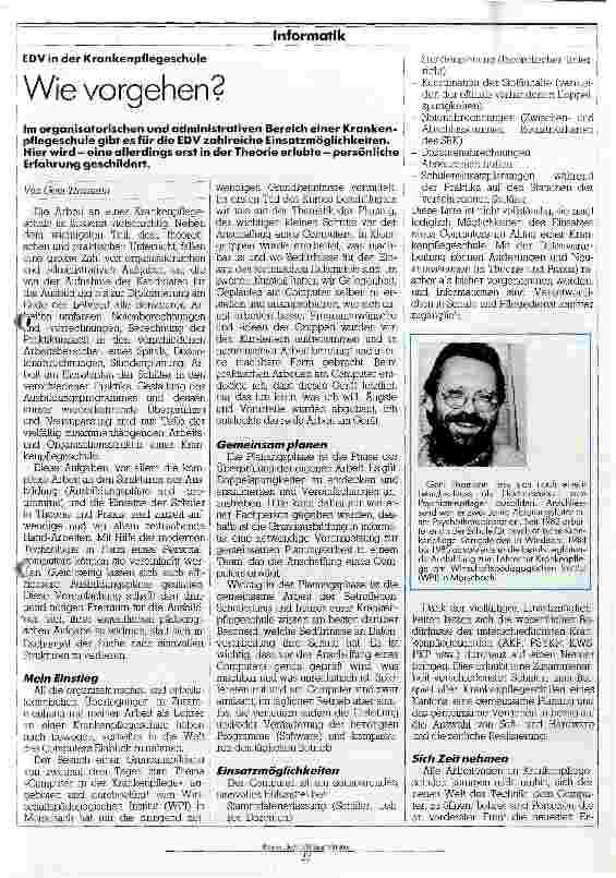 Vorschauseite 1: EDV in der Krankenpflegeschule Wie vorgehen ?