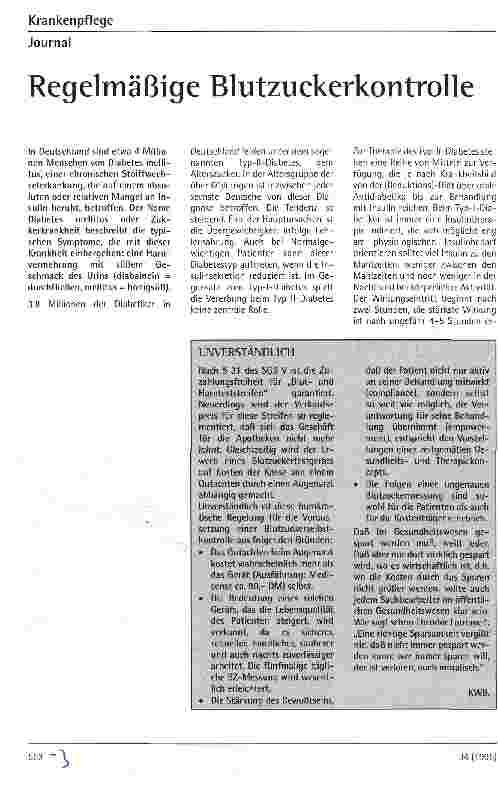 Vorschauseite 1: Regelmäßige Blutzuckerkontrolle