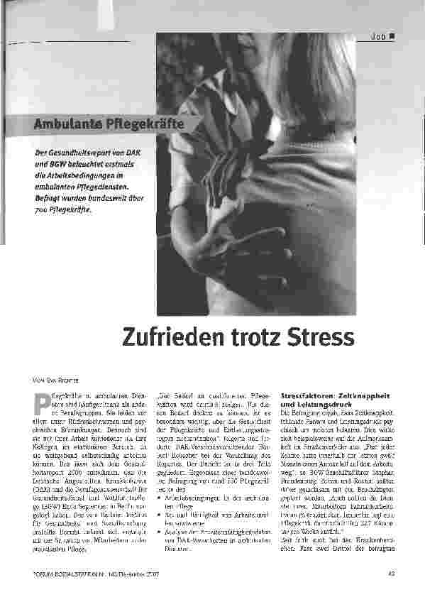 Vorschauseite 1: Zufrieden trotz Stress - Ambulante Pflegekräfte