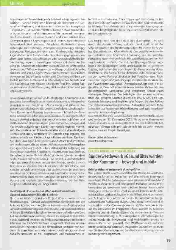 Vorschauseite 1: Bundeswettbewerb »Gesund älter werden in der Kommune bewegt und mobil«
