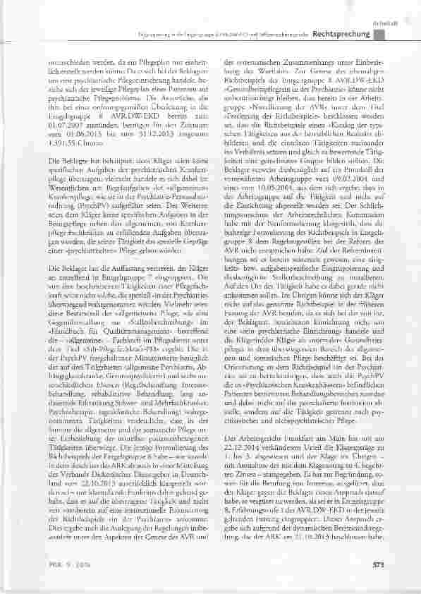 Vorschauseite 4: Eingruppierung in die Entgeltgruppe 8 AVR.DW-EKD und DifferenzlohnansprücheAVR.DW-EKD § 12; Anlage 1 der AVR.DW-EKD Entgeltgruppe 7 und 8