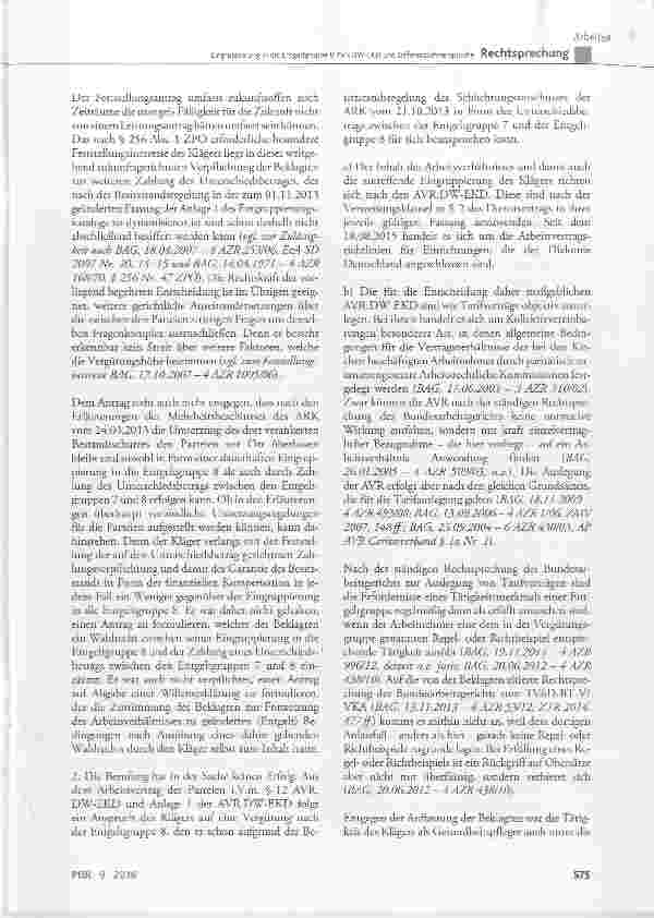 Vorschauseite 6: Eingruppierung in die Entgeltgruppe 8 AVR.DW-EKD und DifferenzlohnansprücheAVR.DW-EKD § 12; Anlage 1 der AVR.DW-EKD Entgeltgruppe 7 und 8