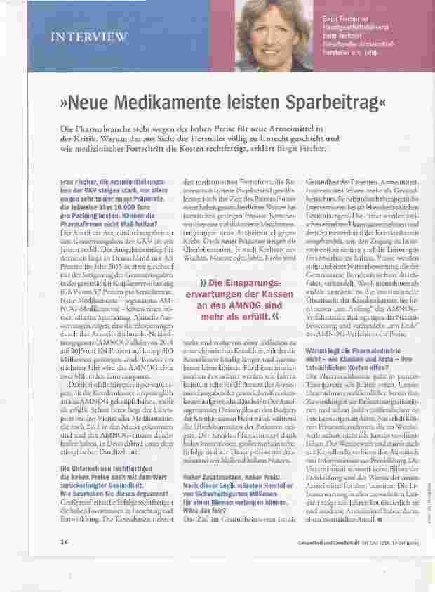 Vorschauseite 1: Neue Medikamente leisten Sparbeitrag