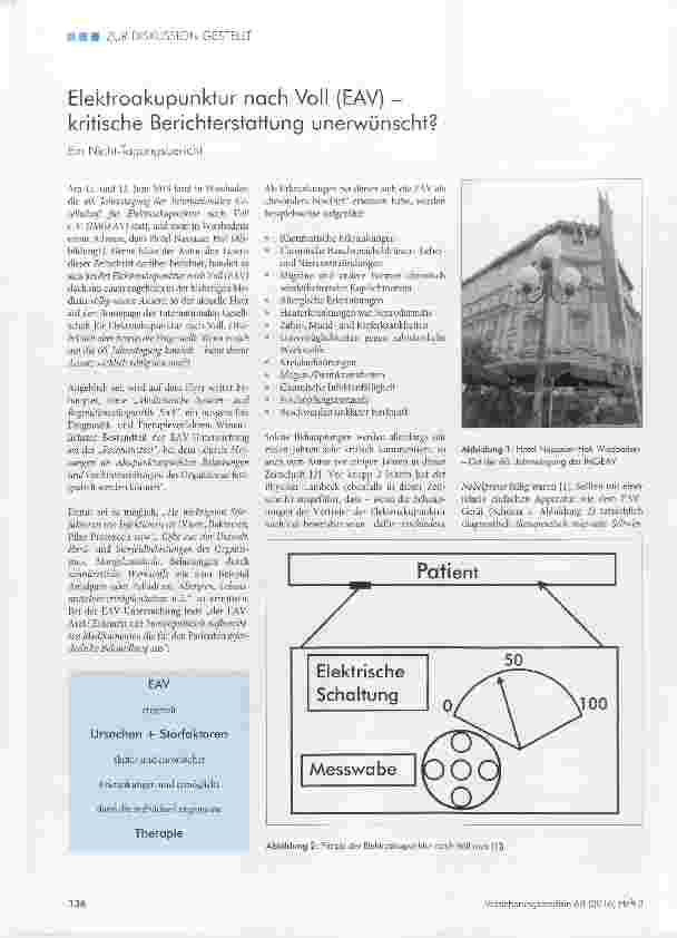 Vorschauseite 1: Elektroakupunktur nach Voll (EAV)kritische Berichterstattung unerwünscht?