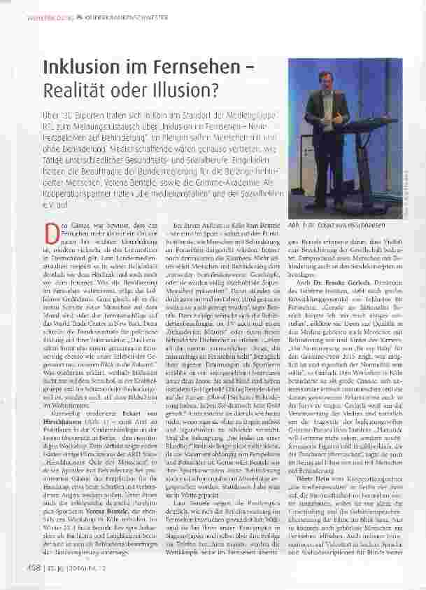 Vorschauseite 1: Inklusion im Fernsehen - Realität oder Illusion?