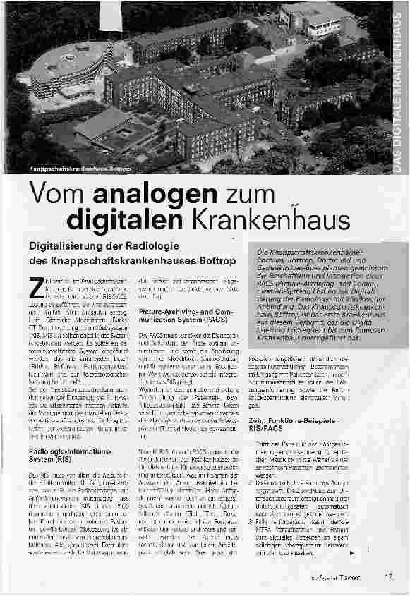 Vorschauseite 1: Vom analogen zum digitalen Krankenhaus Digitalisierung der Radiologie des Knappschaftskrankenhauses Bottrop