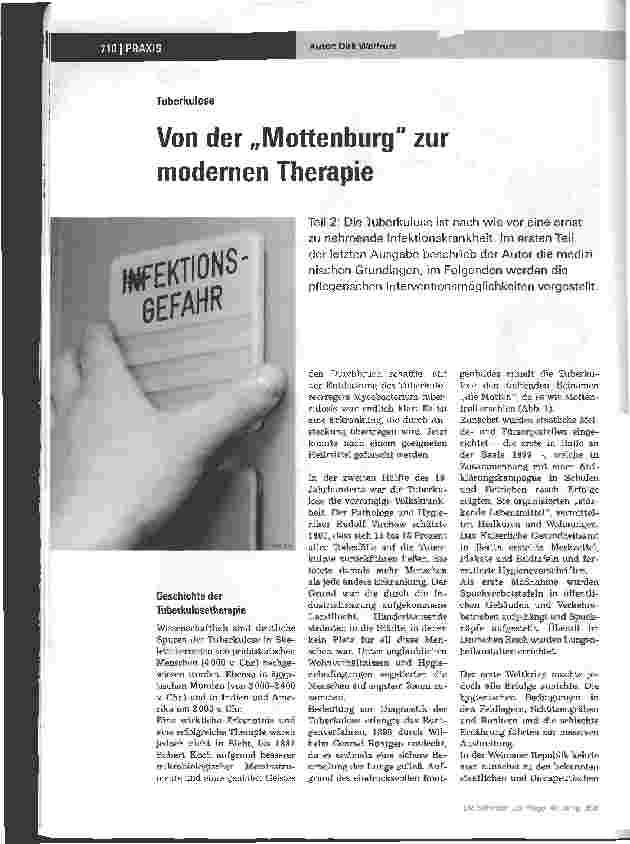 Vorschauseite 1: Von der Mottenburg zur modernen Therapie