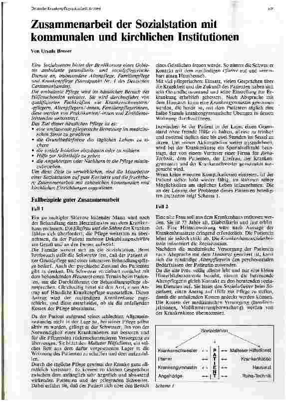 Vorschauseite 1: Zusammenarbeit der Sozialstation mit kommunalen und kirchlichen Institutionen