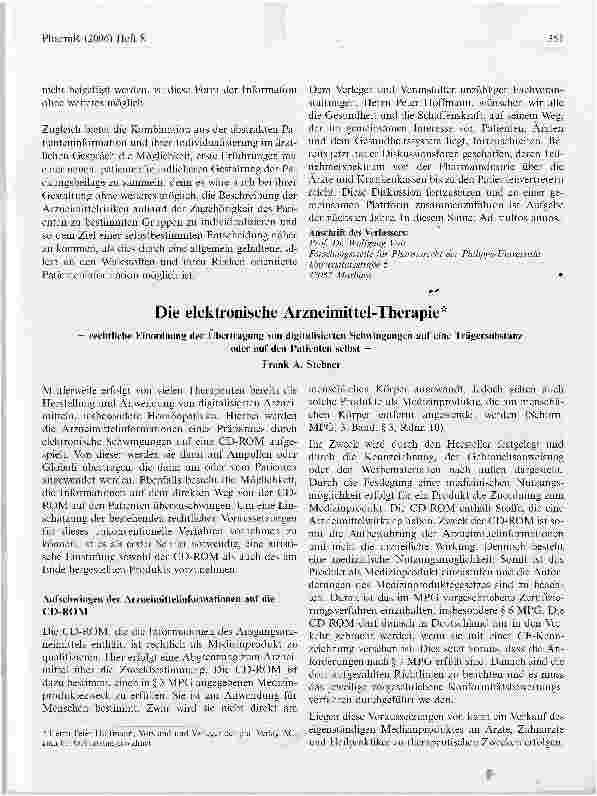 Vorschauseite 1: Die elektronische Arzneimittel-Therapie