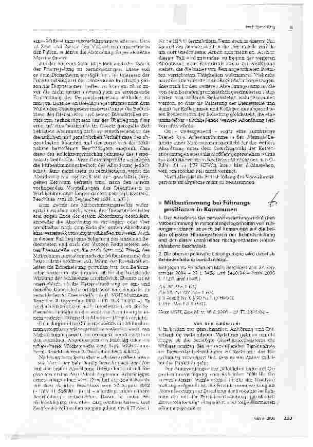 Vorschauseite 1: Mitbestimmung bei Führungspositionen in Kommunen