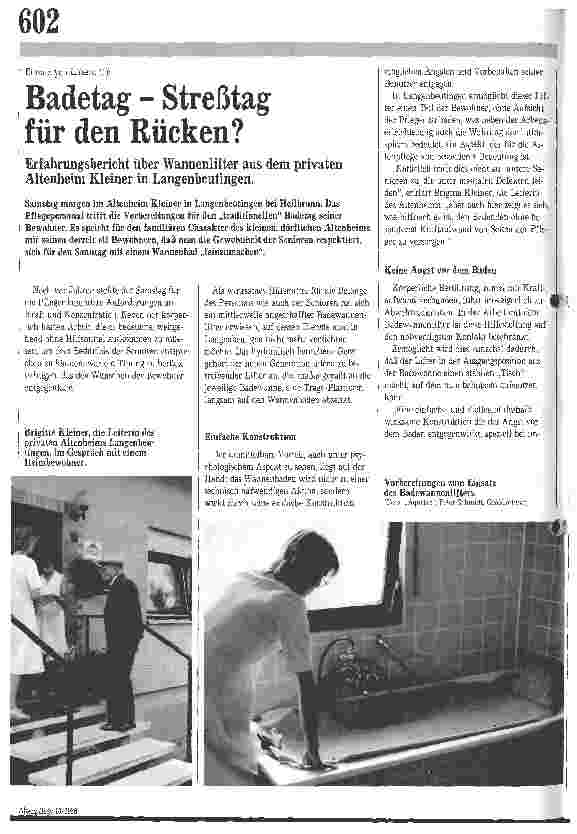 Vorschauseite 1: Badetag - Streßtag für den Rücken?