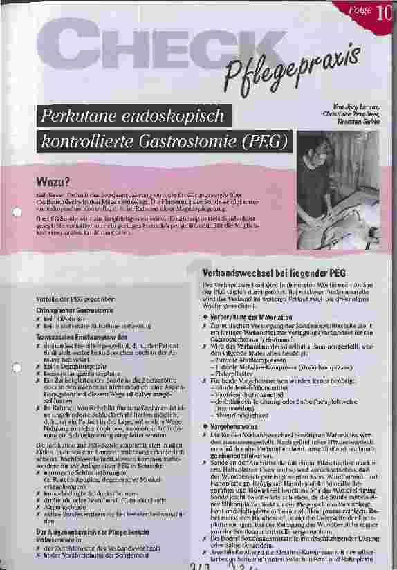 Vorschauseite 1: Check Pflegepraxis Perkutane endoskopisch kontrollierte Gastrostomie (PEG)