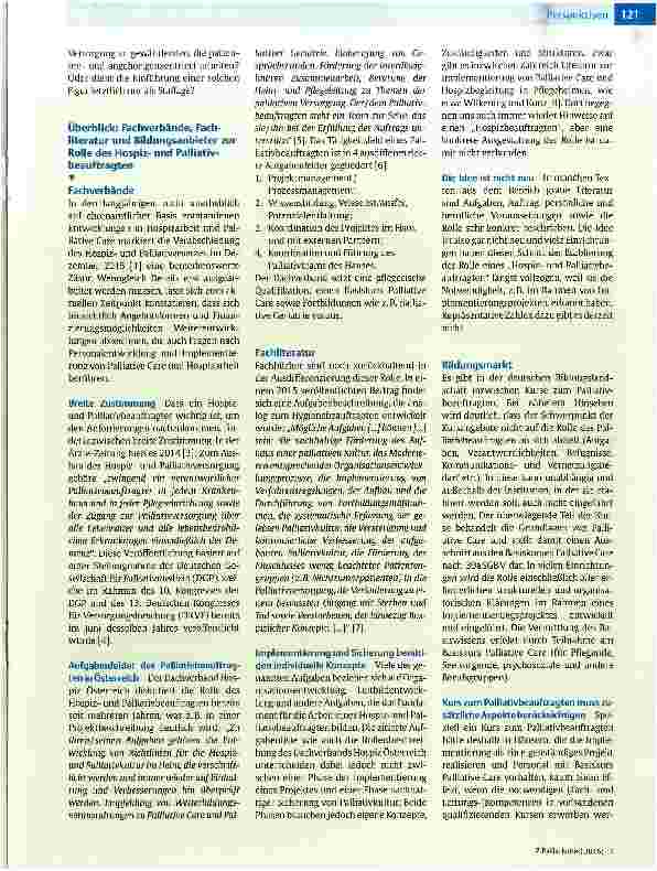 Vorschauseite 2: Hospizund Palliativbeauftragte im Gesundheitswesen