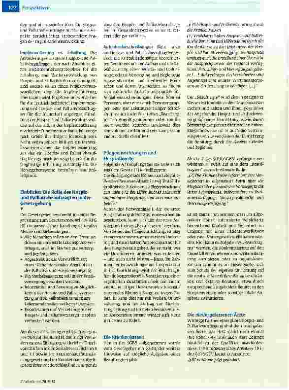 Vorschauseite 3: Hospizund Palliativbeauftragte im Gesundheitswesen