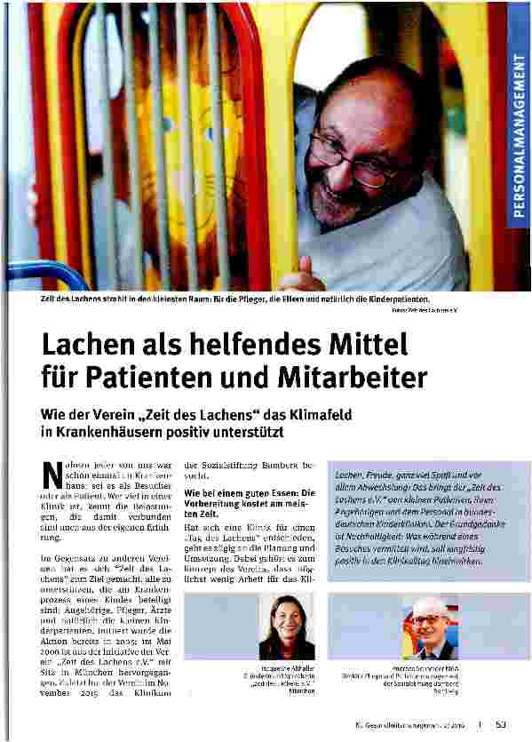 Vorschauseite 1: Lachen als helfendes Mittel für Patienten und Mitarbeiter