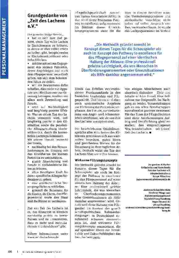 Vorschauseite 4: Lachen als helfendes Mittel für Patienten und Mitarbeiter